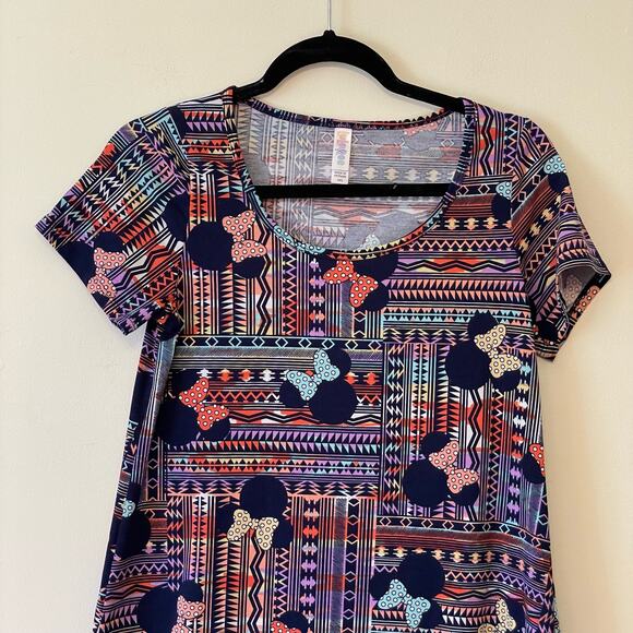 Disney Lularoe XXS Minnie Mouse short sleeve t-shirt bohemian Aztec purple pink - Picture 2 of 7